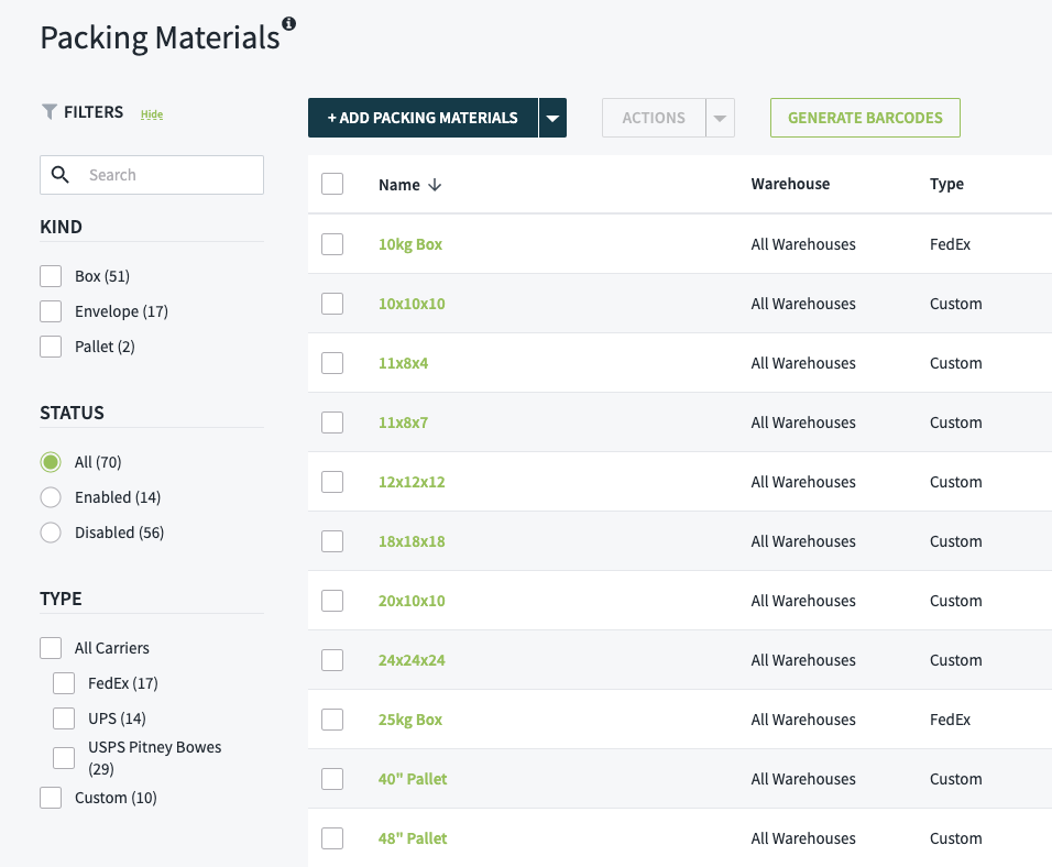 How to Upload Packing Materials using CSV Import