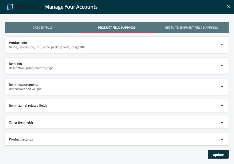 Where can I set up my NetSuite Product Field Mappings in ShipHawk?
